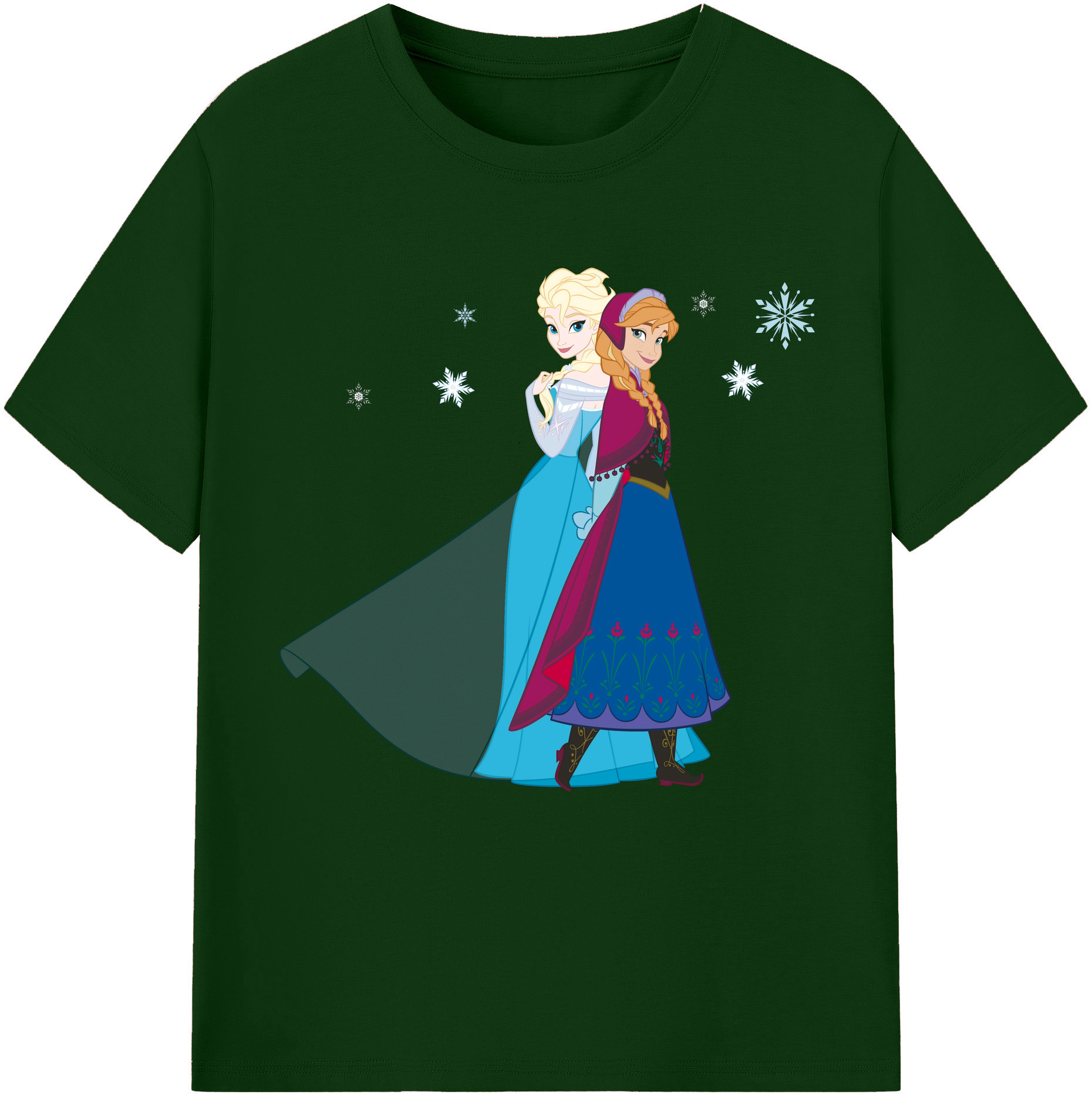 （画像用） アナと雪の女王 アンナ エルサ Frozen Anna Elsa 綿100％半袖Tシャツ（フロントプリント）